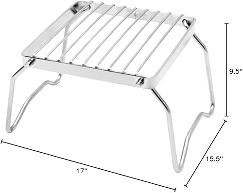 Miniatura 10 de Rejilla portátil de acero inoxidable para camping, pesca, picnic y mochilero senderismo barbacoa