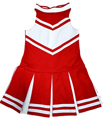 Total 2550 Little Girls' Children Kids Dress Cheerleader Cheerleading Sport School Uniform Costume Red/White (XL / 10-12) - Thumbnail 4
