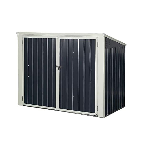 COSTWAY ✅ Mülltonnenbox für 2 Tonnen, Müllbox Stahl, Gartengerätebox abschließbar, Gartenbox Wasserdicht, Gartenschrank…