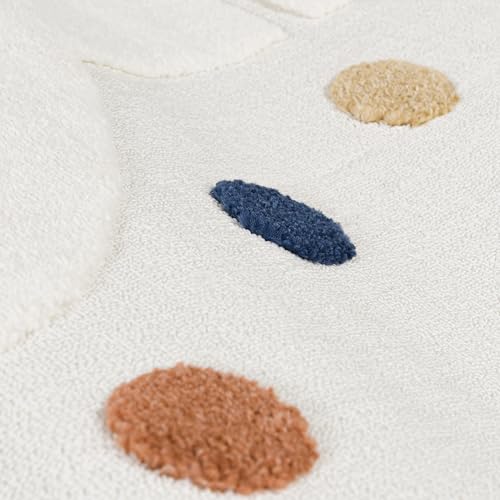 Miniatura 8 de Mazovia Alfombra Infantil - Beige Conejo, Puntos, Animal - Muestras En 3d, Fácil De Limpiar - Alfombra Para Habitaciones Infantiles, Pelo Medio Rectangular Con Oeko-Tex Suave - Cremoso - 120 X 170 Cm