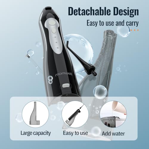 Mornwell Irrigador Dental, Irrigador Bucal Portátil para Dientes con Depósito, 4 Boquillas para Viaje y Familia, USB Recargable - imagen 8