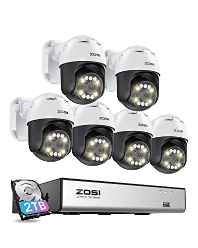 ZOSI 8CH (16CH Expandable) 4K PoE Security Camera System with AI Face Person Vehicle Detection, 6 x 5MP 3K Outdoor Auto Tracking PT PoE Camera with 5X Digital Zoom, 2-Way Audio, 8CH NVR with 2TB HDD -  8HQ-2965W6-20-US-B1