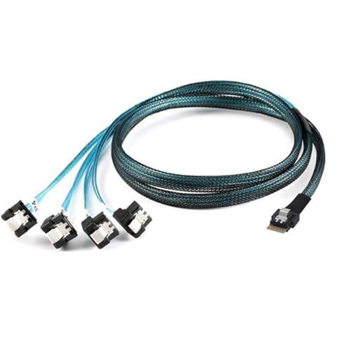 Cable PCIe Slimline SAS 4.0 38pin SFF-8654 4i a 4x SATA 90° 1m miniatura 6