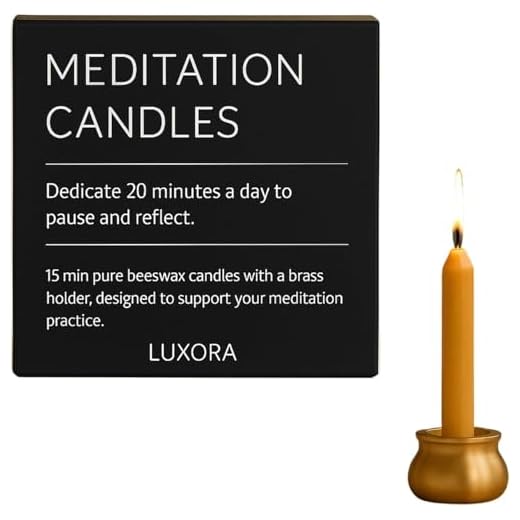 Australian Made 20 Minute Pure Beeswax Mini Meditation Candles, Non Toxic Beeswax Meditation Candle Set with Brass Holder for Stress Relief, and Daily Meditaiton (20 Min Set + Holder)
