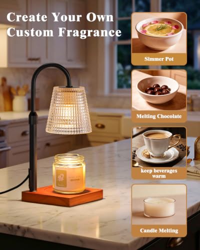 Image of Walnut Candle Warmer Lamp with Timer, House Warming Gifts New Home Decor
