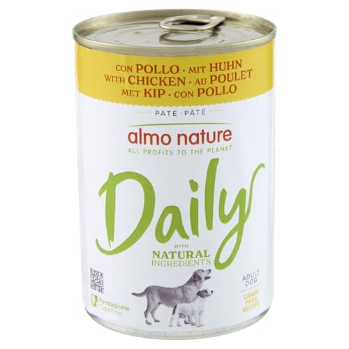 almo nature Daily, Alimento Umido per Cani Adulti con Pollo - Confezione da 9.6 kg (24 x 400 g)