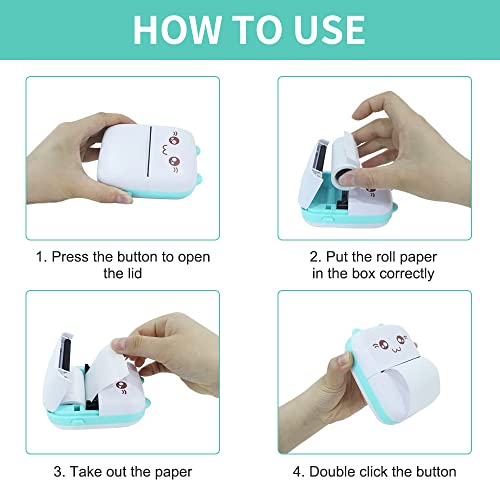 AVCXEC Mini Drucker für Smartphone, Taschendrucker, Pocket Thermofotodrucker, Mobiler Fotodrucker mit 13 Rollen Druckerpapie 6 Stifte Kompatibel mit Android, iOS System APP für Lernhilfe Journal Reise – Bild 5