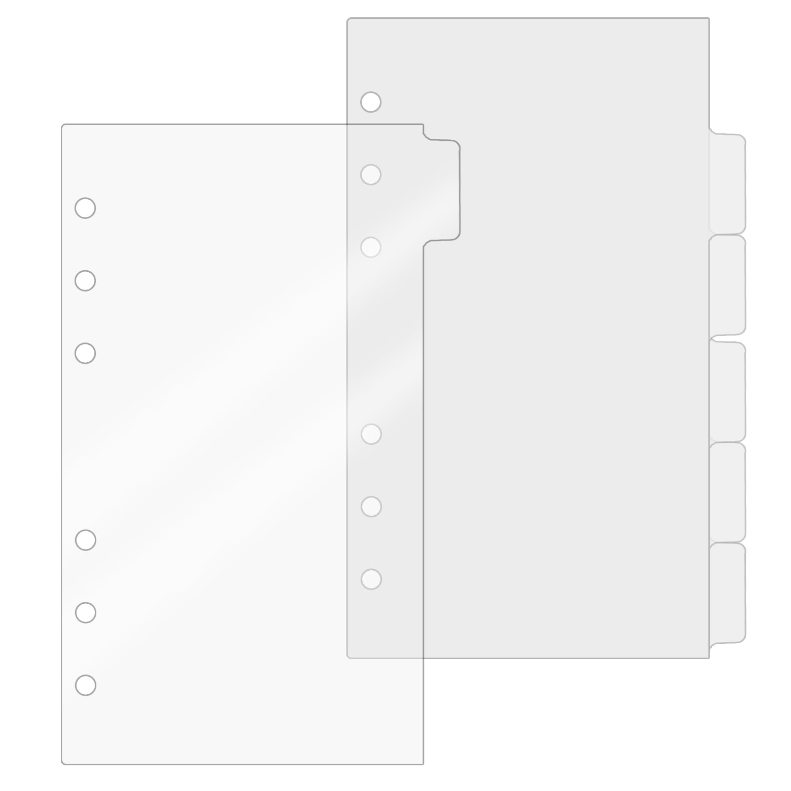 DY.2ten A6 Binder Dividers Planner Inserts, 6 Tabs Clear Acrylic Index Divider for 6 Ring Binder Notebook