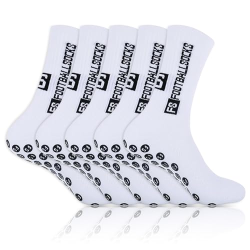 Sykerout voetbalsokken met antislip grip wit 5 paar