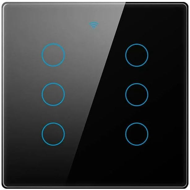 JXQXHCFS Tuya WiFi Smart Switch Brazil Standard 4x4 Glass Panel Touch-Sensor 4/6 Gang Wall Switch Compatible with Alexa and Google Home-White-6Gang