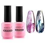 AIMEILI Nail Foil Glue Gel for Foil Stickers Nail Transfer Tips, Nail Art Foils Self-Adhesive, Foil Sticker Transfers, Nail Art Foil Glue Gel UV LED Cure Needed 2 x 15ML