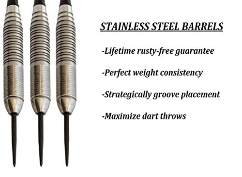 Shot Taker Co. Est. 2017 6Pc Steel Tip Darts Set - Professional Darts For Dartboard - Includes Barrels + Plastic/Aluminum Shafts + O'rings + Flights + Sharpener + Wrench (22G-Black Skull-10405) #TOP3