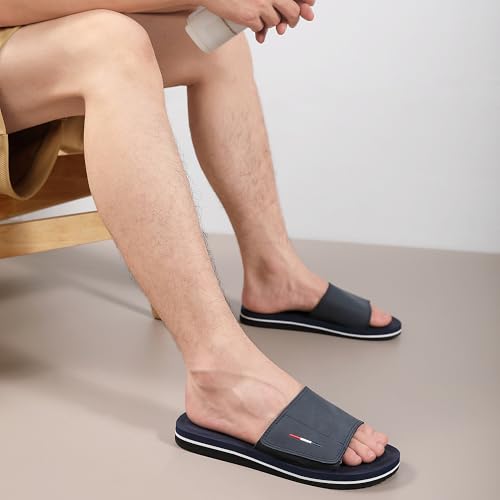 صندل منزلق من ريبورد موديل أدجستابل سلايدز عصري للرجال باللون الأزرق مقاس 43 أوروبي