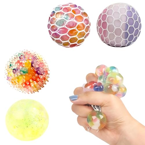 Stressboll vuxna, rolig squishy anti-stressbollar, utformad för att lindra stress hos vuxna och barn, 4 stressbollar, diameter 6 cm