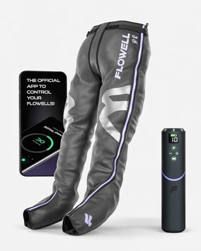 Flowell Air Pressure Therapy System – FDA Cleared (K233238) Sport Mobile Compression Pants – App-Controlled 4-Chamber Leg Compression Sleeves for Post-Workout Recovery & Circulatory Support