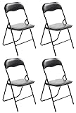 CLP Set De 4 Sillas Plegables Felix con Estructura De Metal I Juego De 4 Sillas De Conferencia Acolchada & Plegable, Color:Negro/Negro
