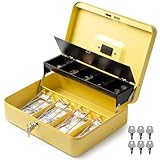 Volcora Caja de dinero grande con cerradura de llave, organizador duradero de ahorro de dinero para