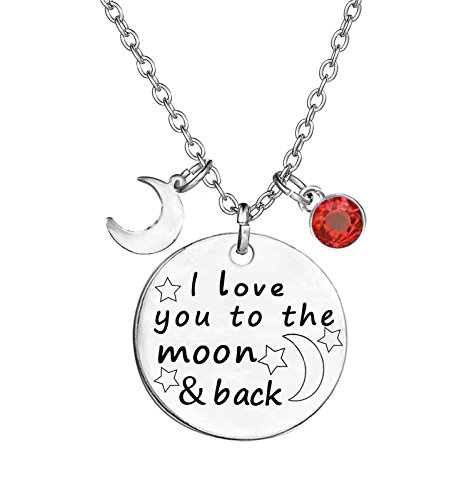 Birthstone Crystals Necklace,I Love You To The Moon And Back Jewelry Necklace