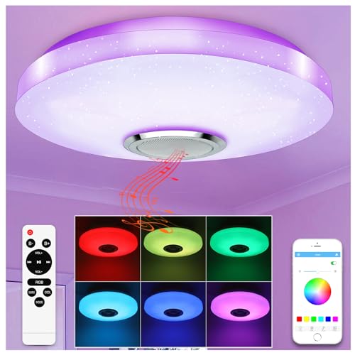 RGB LED Deckenleuchte 36W Deckenlampe Dimmbar mit Bluetooth Lautsprecher...