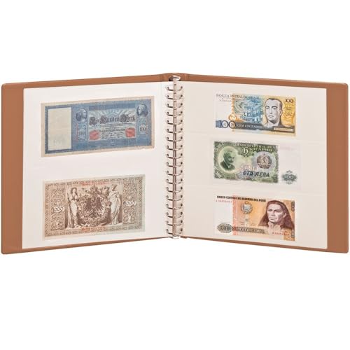LINDNER Álbum para Billetes con Hojas intercalables en Blanco y Estuche marrón Claro 2