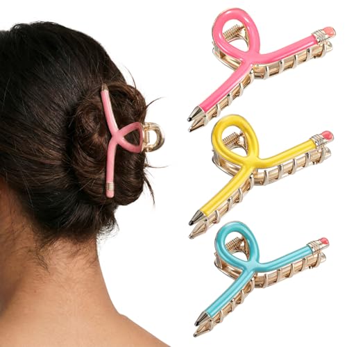 Nogeqi 3 Pcs Teacher Hair Clips, Cute Back to School Pencil Hair Clips