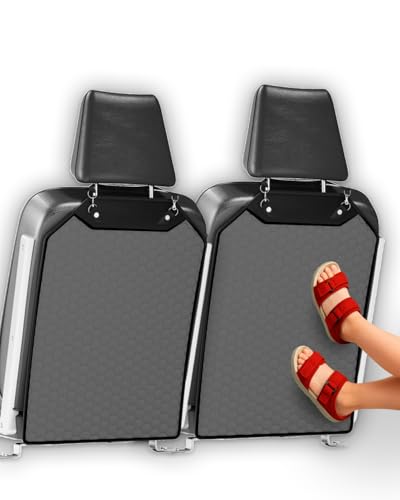 Image of Owleys Kick Mat Back Seat Protector - Car Back Seat Cover for Kids Feet - Waterproof & Sturdy Protector for Upholstery from Dirt, Mud, Scratches and Stain (Gray 2 pc)