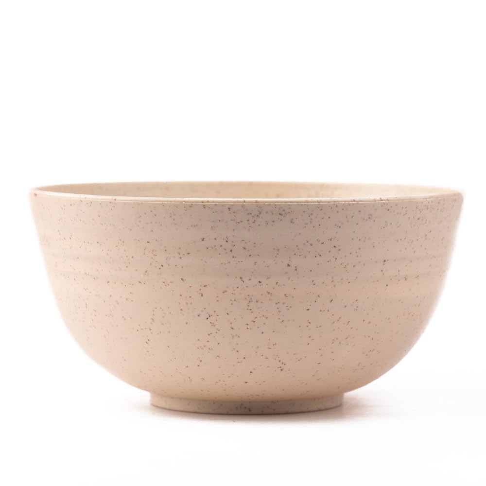 Wheat Straw 6" Serving Bowl Set | Eco-Friendly, Lightweight & Unbreakable Microwave Safe Bowl Set | Bamboo Fiber Snacks Serving Bowls for Kids & Adults | 800 ml Pack 1, (Soft Beige)