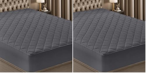 Image of Utopia Bedding Quilted Fitted Mattress Pad, Queen Size, Elastic Fitted Mattress Topper Protector and Cover Stretches up to 16 Inches Deep, Machine Washable (Grey) (Pack of 2)
