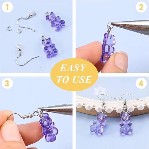 Miniatura 5 de Jeyorzy 150 Pcs Enganches Pendientes, Ganchos Para Pendientes, Hipoalergénicos Ganchos Para Pendientes Con Bola De Resorte, Accesorios Para Hacer Pendientes, Bricolaje Pendientes Joyería Hacer, Plata