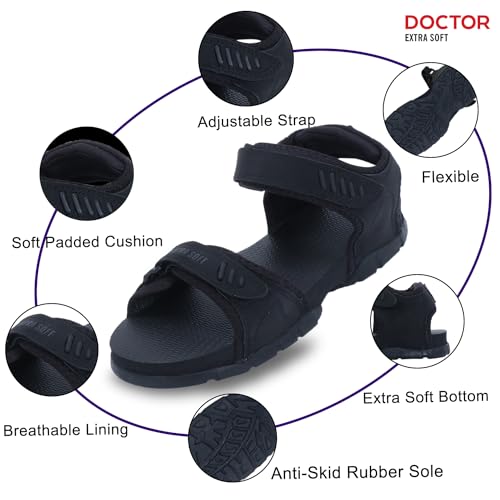 Image of DOCTOR EXTRA SOFT Men's Classic Athletic & Outdoor Casual Sandals /Floaters With Adjustable Cushion Strap For Adult|Comfortable & Lightweight|Stylish & Anti-Skid|Everyday Use For Gents & Boys D-301