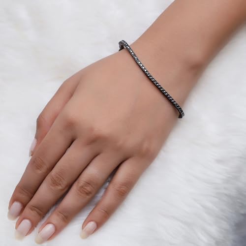 Black Moissanite Tennis Bracelet for Women, 18K Gold Plated 2.5MM Stacking Dainty Wedding Bracelets for Brides3