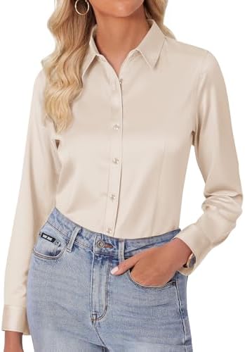 siliteelon Damen Bluse Hemdbluse Hemd Damen Bügelfrei Elegant | Business, Freizeit, Anzug, Unifarben, Stretch, Office, Button Down, Blusen & tuniken, Lässig, Hochzeit, Baumwolle, F