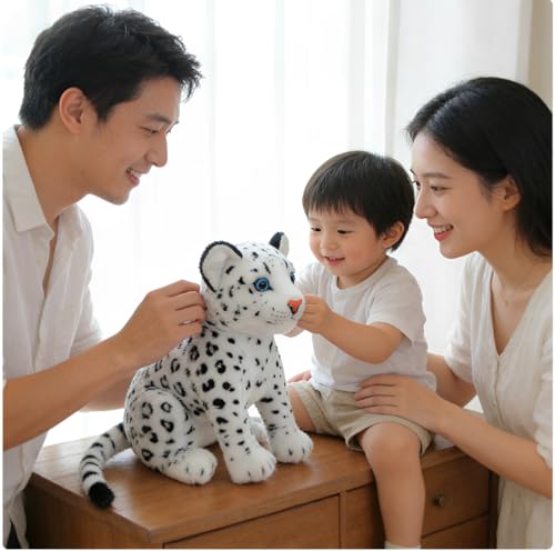 JPORSHU 9 Inch/23cm Lifelike Tiger Plush Toy, Cute Realistic Stuffed Tiger Stuffed Animal, Soft Plush Tiger Gift for Kids, Boys, Girls, Huggable Stuffed Animal Plush Toy (Snow Leopard, 9") - Image 5