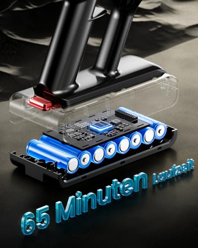 Bulelink Akku Staubsauger 50000Pa/600W/65Mins 1,8L Staubsauger Kabellos mit OLED-Display. Verwicklungsfrei Staubsauger,8-lagige Filterung,geeignet für Hartböden, Teppiche und Tierhaare - Produktansicht 3 | Tages Deals