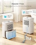 34 Déshumidificateur pour sous-sol jusqu'à 2500 - Oui. ozeeco Déshumidificateur maison avec tuyau de drainage, ioniseur, contrôle de l'humidité, Ultra Du calme, serrure à enfant, 24H Heureur pour Chambre, Salle de bain, RV