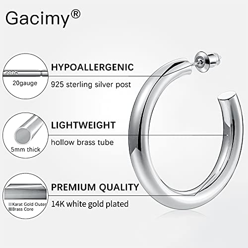 Image of Gacimy 14K Gold Plated Chunky Open Hoop Earrings for Women