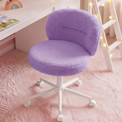 Homkdom Round Vanity Chair with Silent Wheels 17.32 Wide Seat