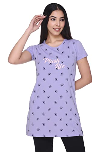 Image of Plush Women's Long Printed Cotton Round Neck Half Sleeve T-Shirt /Tshirts (DPL-PT-001)