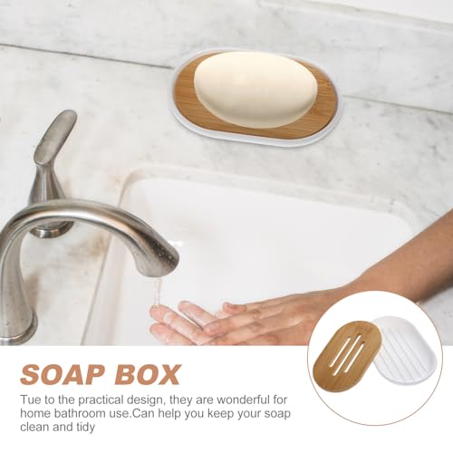 Kit accesorios para baño de bambú premium y polipropileno blanco 8