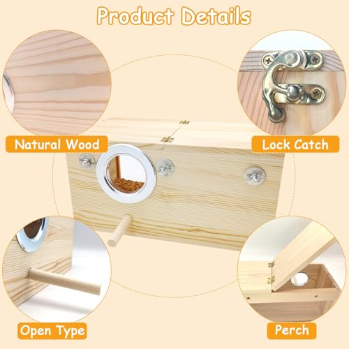 Image of PINVNBY Large Natural Wood Parakeet Nesting Box Budgie Breeding Box Acrylic Bird Nest for Cage Transparent Panoramic for Birds, Parrots, Cockatiels, Lovebirds, Canaries (S: 7.87 x 4.72 x 4.72 inch)