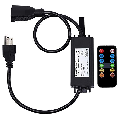 Free Shipping Offer TORCHSTAR 300W Dimming Controller, RF Remote Control Wireless Dimmer, Memory Function/Stepless Timer, for LED String Lights, 3 Prong Plug, Outdoor IP65 Waterproof
