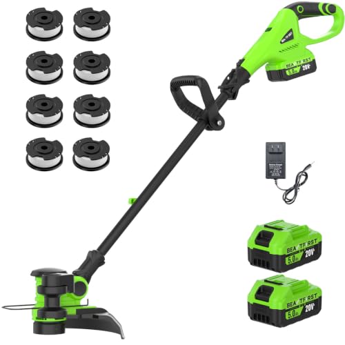 12-inch Cordless Weed Wacker Eater String Trimmer with 2x5.0Ah Battery