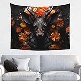 Antilope noire avec fleurs Entretien complet et commodité : le tissu lavable en machine conserve sa brillance éclatante. Le kit tout inclus assure une installation et un retrait faciles.