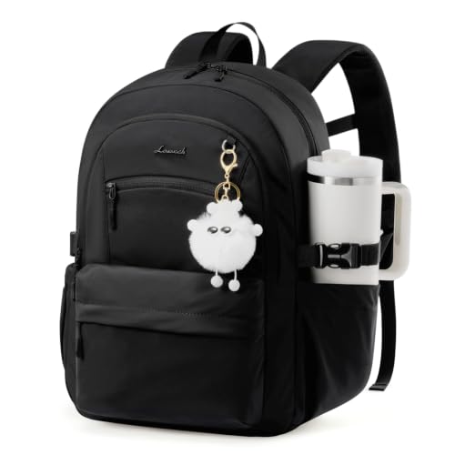 LOVEVOOK School Backpack for Teen Girls & Women, 35L Large Laptop Backpack with 40oz Water Bottle Pocket, Waterproof Cute College Bookbag, Student Backpack for Middle High School Travel Work Black