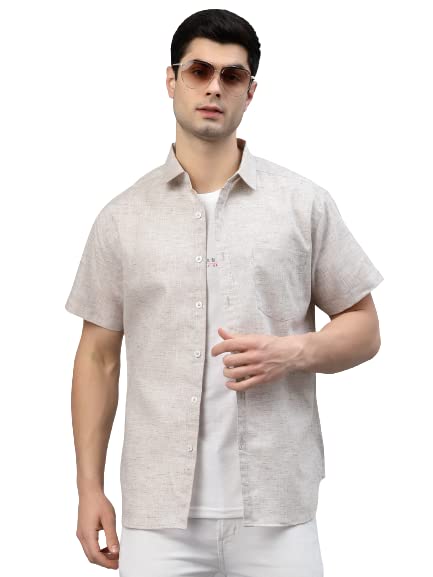Image of Style Quotient Men Beige Comfort Casual Shirt