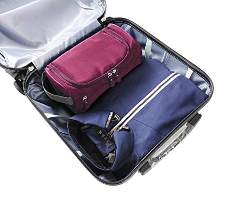 Image of Vercord Mens Toiletry Bag Wash Travel Small Shaving DOP Kit Shower Bathroom Ditty Hygiene Bag Burgundy