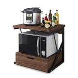 Wintem - Moderner Küchenschrank für Mikrowelle mit platzsparender Schublade und Ablage aus Holz und Stahl für Mikrowelle, Heißluftfritteuse und Küchenregal