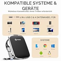 PHIXERO P5PLUS Externe Tragbare SSD 512G, Bis zu 550MB/s, USB 3.2 Gen2, Inklusive 2-in-1 USB C Kabel, Externe Festplatte Portable SSD für iPhone 15/16 PRO/Android/Mac, Schwarz – Ansicht 7