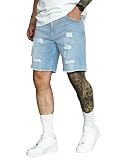 Verdusa Men's Ripped Jorts Raw Trim Straight Leg Casual Denim Jean Shorts Blue 36