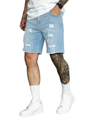 Verdusa Men's Ripped Jorts Raw Trim Straight Leg...